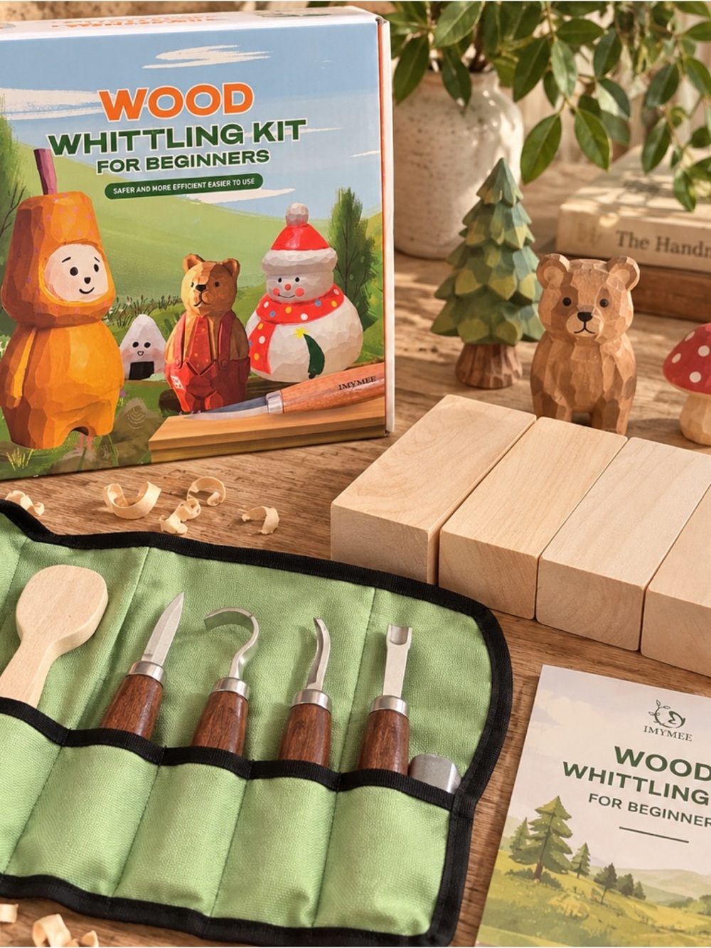 IMYMEE Wood Whittling Kit for Beginners Carving Tools Wood Blocks Craft Set